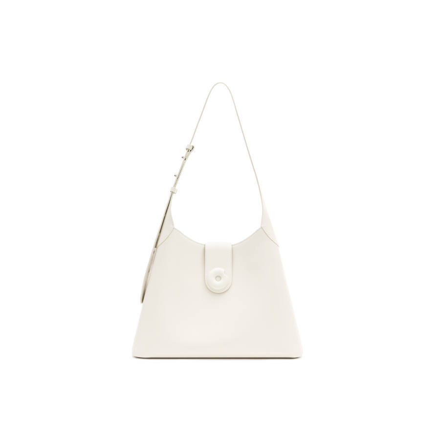 MUVA Cow Leather Shoulder Bag Large Women's Milkshake White/Twilight Black