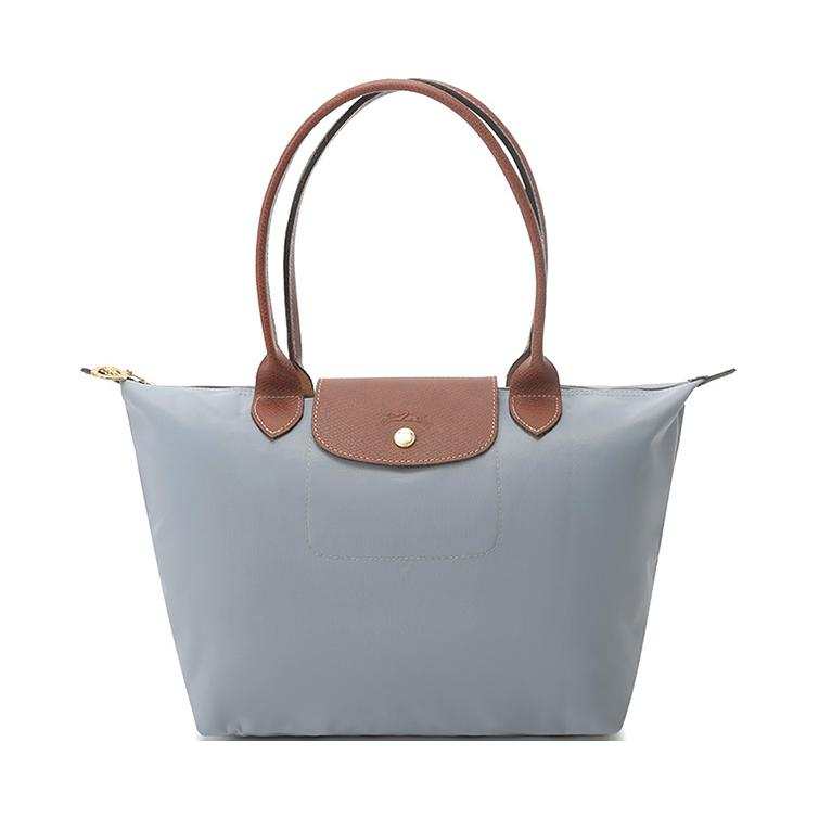 LONGCHAMP LONGCHAMP Canvas Shoulder Bag Medium Women's Light Gray
