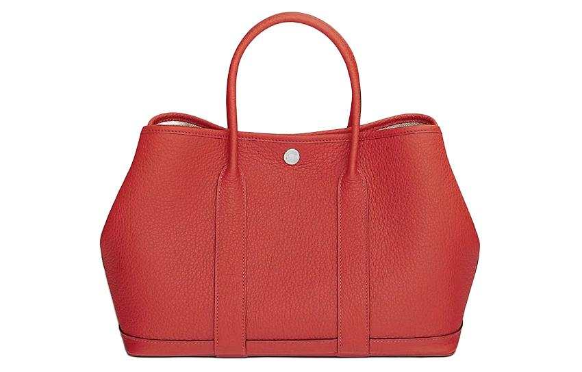 HERMES Garden Party Negonda Calfskin Handbag 30 Women's 9M Sanguine Bright Red
