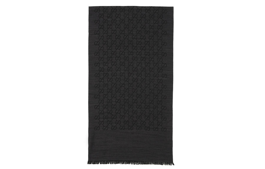 GUCCI Scarf/Stole Unisex SILK Mixed Dark Gray