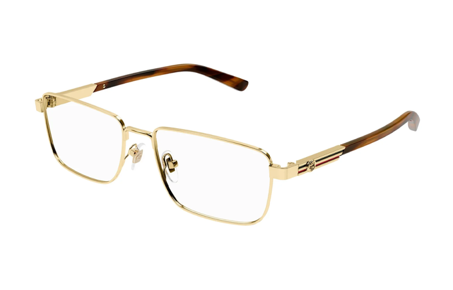 GUCCI GUCCI Rectangular Eyeglass Frames Men's Gold