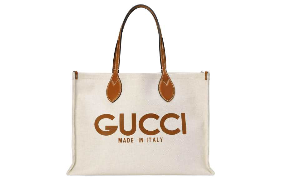 GUCCI Cotton Linen Blend Canvas Bag, Tote Bag, Shopping Bag, Handbag Women's Beige