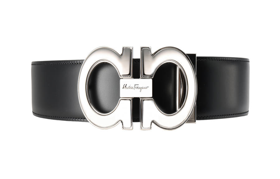 Ferragamo FERRAGAMO Cow Leather Belts Men's Black Width 4cm