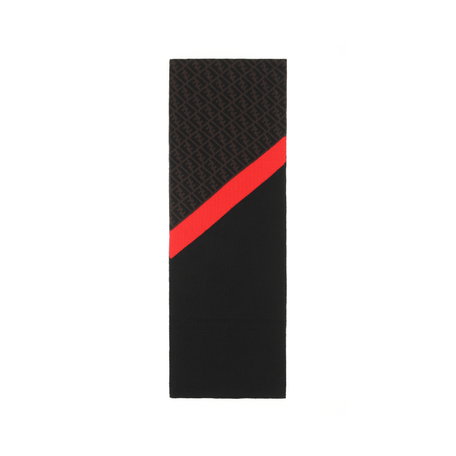 FENDI Knit Scarves Unisex Brown/Gray/Red