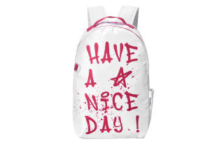 DRACONITE Polyester Backpack Regular Unisex White Base Pink Text