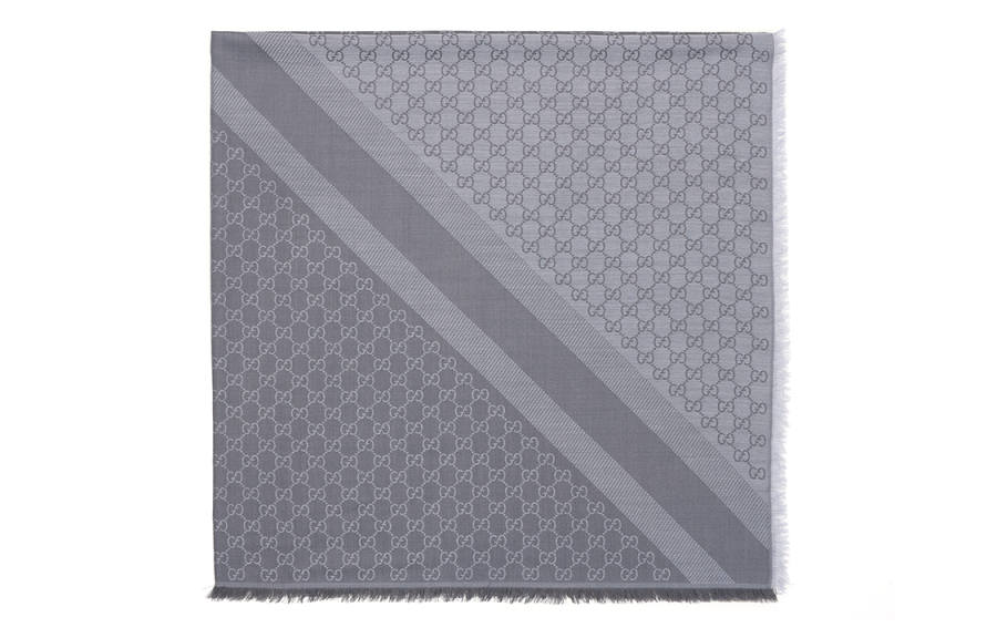 GUCCI GG Knit Scarves Unisex Light Gray