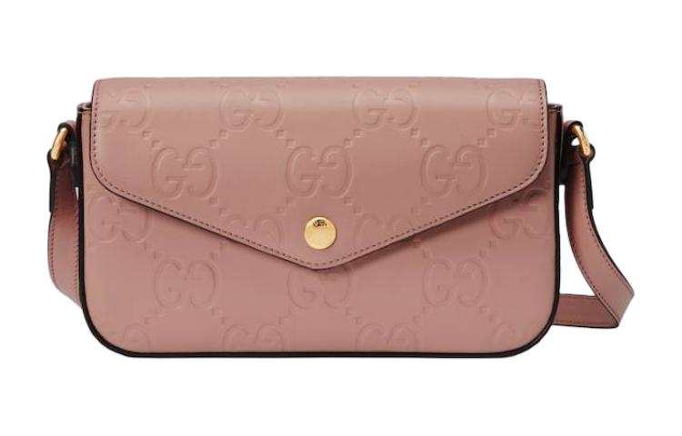GUCCI Leather Crossbody Bag, Shoulder Bag Extra Mini Women's Pink
