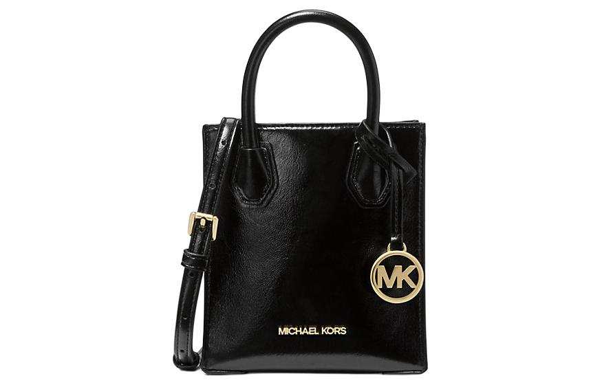 MICHAEL KORS Mercer Patent Leather Portable Crossbody Bag, Shoulder Bag Mini Women's Black