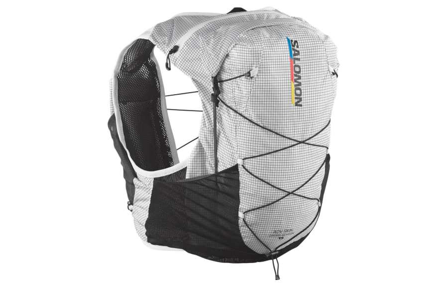 SALOMON 15L Backpack Outdoor Bag Waterproof Fabric White & Black Men's