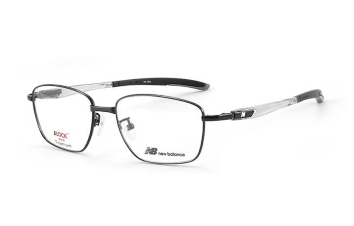 New Balance New Balance Printed Pattern Titanium Irregular Shape Eyeglass Frames Unisex Black