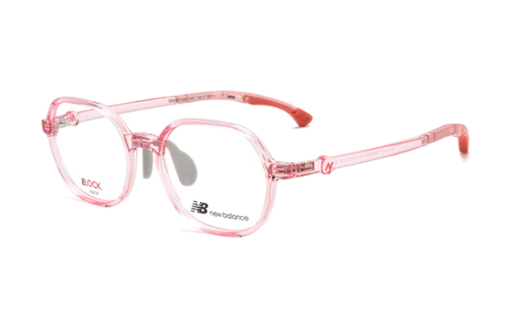 New Balance New Balance Letter Print Grilamid TR90 Irregular Shape Eyeglass Frames Kids' Pink