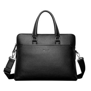 COW Top Grain Cow Leather Laptop Bag Large Men's Black