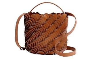 Paco Rabanne Calfskin Bucket Bag, Shoulder Bag, Crossbody Bag, Handbag Medium Women's Brown