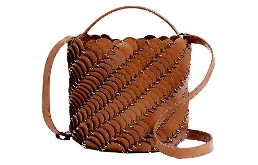 Paco Rabanne Calfskin Bucket Bag, Shoulder Bag, Crossbody Bag, Handbag Medium Women's Brown
