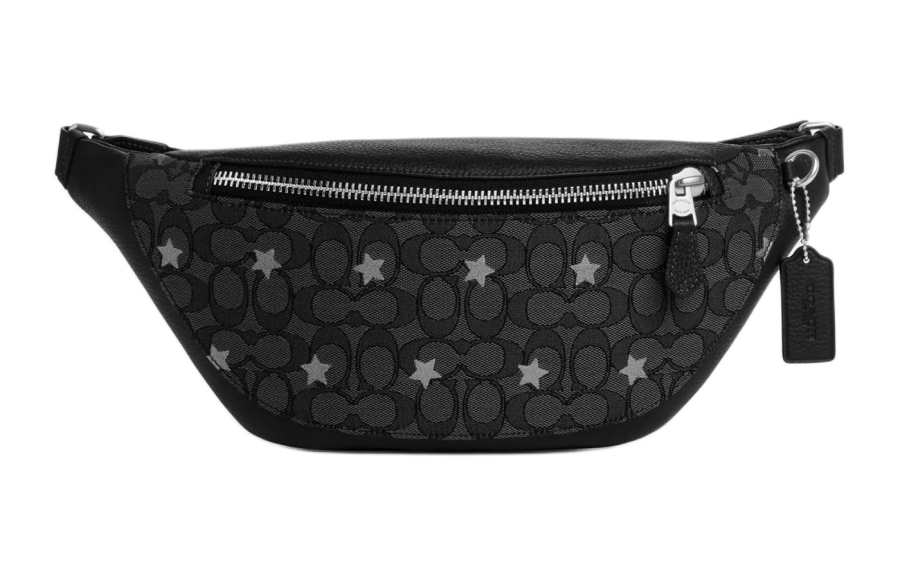 COACH Warren Leather Fanny Pack Large Men's Charcoal & Black