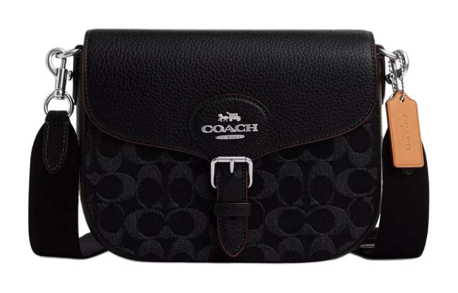 COACH Amelia Iconic Denim Shoulder Bag, Crossbody Bag Medium Women's Silver & Black