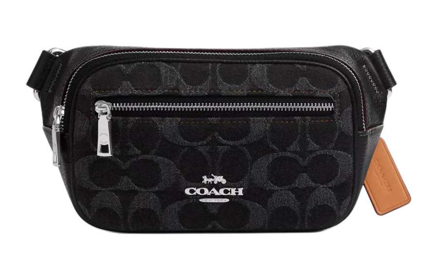 COACH Denim One Shoulder Crossbody Fanny Pack Small Unisex Black
