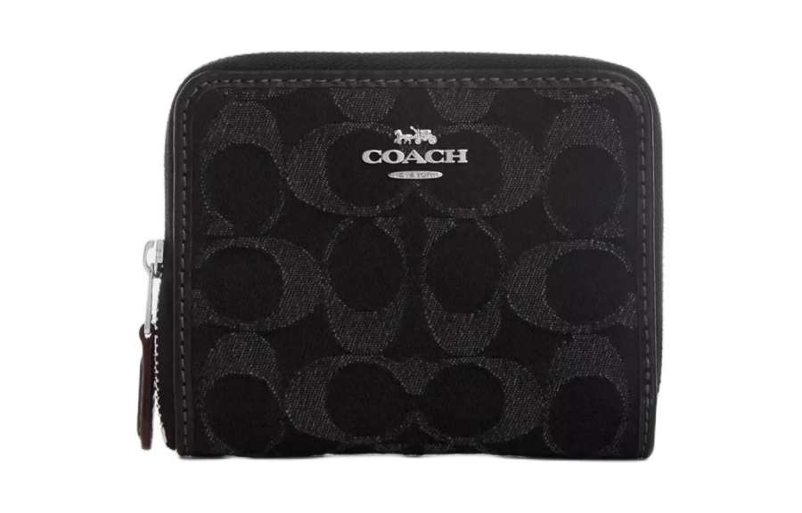 COACH COACH Zip Around Denim Wallet Regular Women's Black