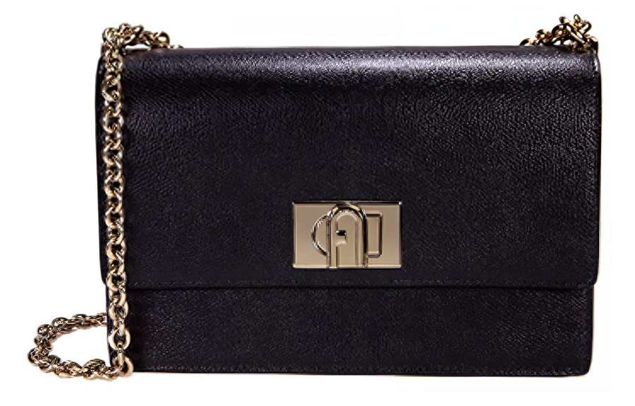 Furla Textured Leather Small Square Bag Shoulder Bag Small Women's Black