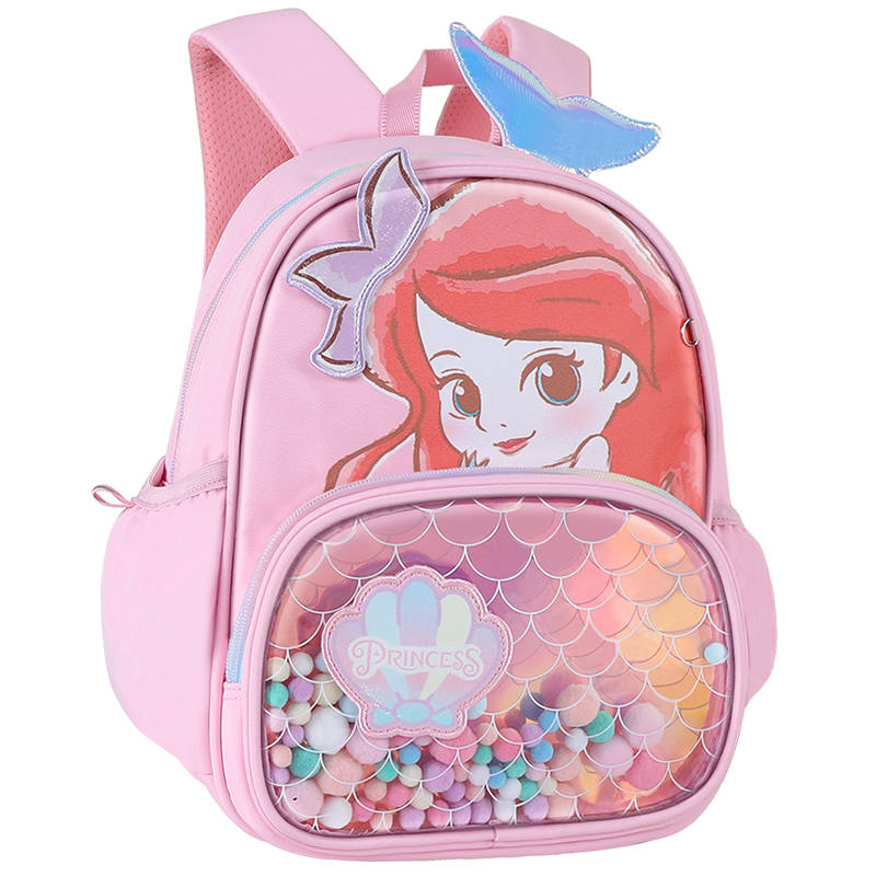 Disney Polyester Mermaid Preschool Girls' Backpack Kids' Bag Student Backpack Regular Kids' Pink/Purple