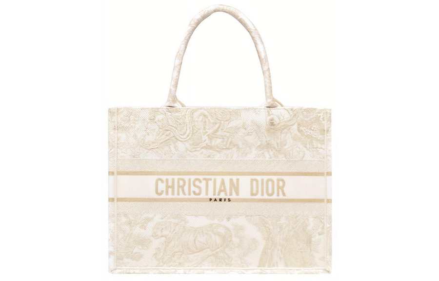 DIOR BookTote Embroidery Tote Bag, Shopping Bag, Shoulder Bag, Handbag Medium Women's Gold