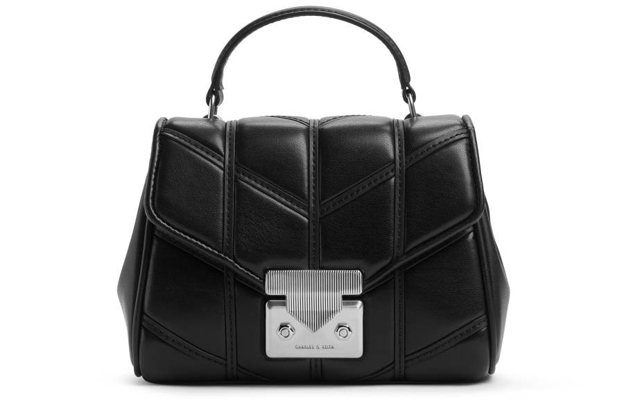 CHARLES&KEITH Polyurethane Handbag, Crossbody Bag Small Women's Noir Black