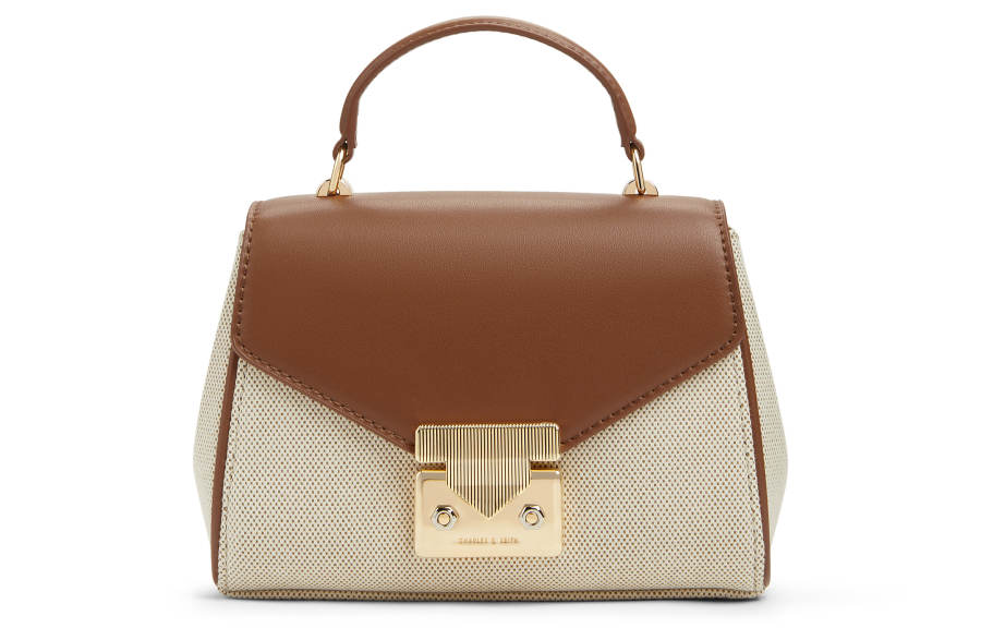 CHARLES&KEITH Fabric One Shoulder Handbag Small Women's Tan Tea Brown