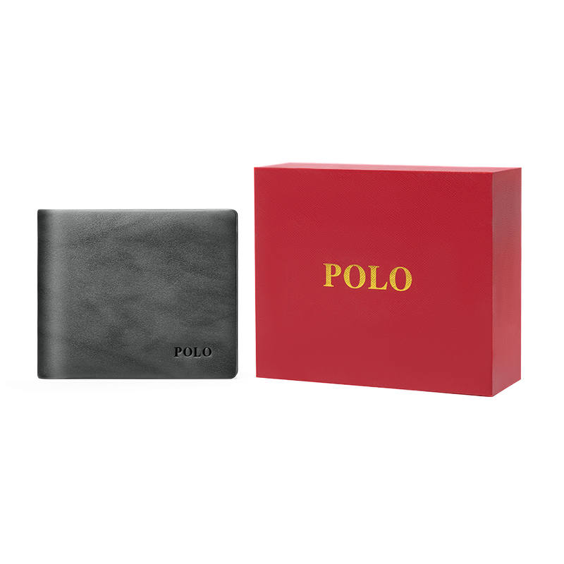 POLO Top Grain Cow Leather Men's Coin Purse Card Holder Wallet Small Men's Gray Green