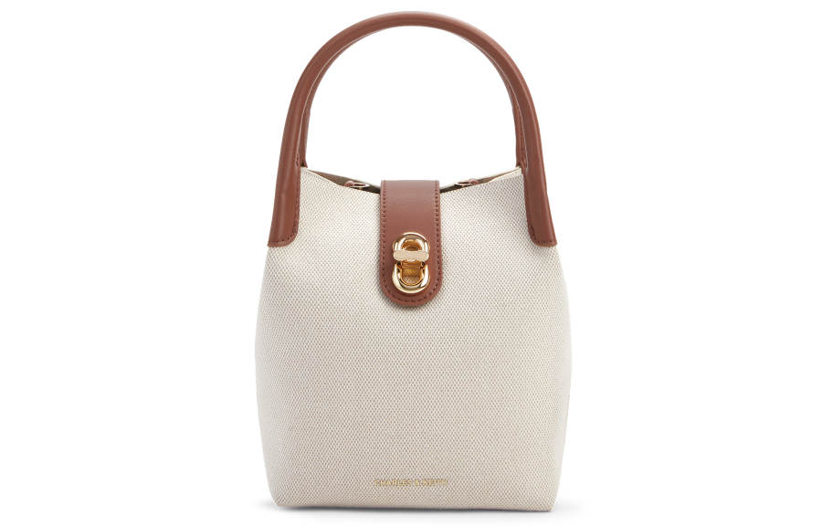 CHARLES&KEITH Basket Bag PU, Textile Mother Daughter Bucket Bag, Shoulder Bag, Crossbody Bag, Handbag Medium Women's