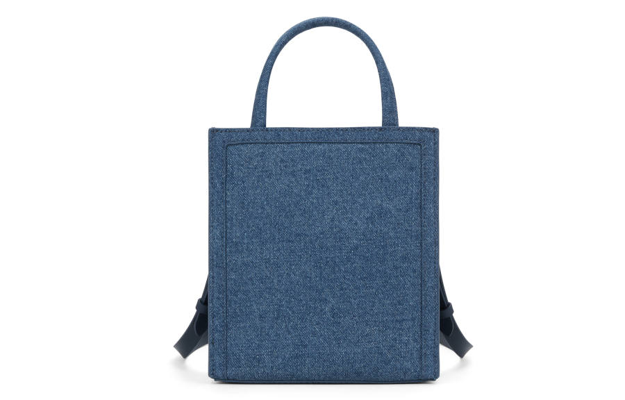 CHARLES&KEITH Vintage PU, Textile Tote Crossbody One Shoulder Handbag Small Women's Dark Denim Blue