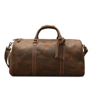 Simple & Nature Cow Leather Portable Crossbody Bag, Travel Bag Medium Men's Dark Brown