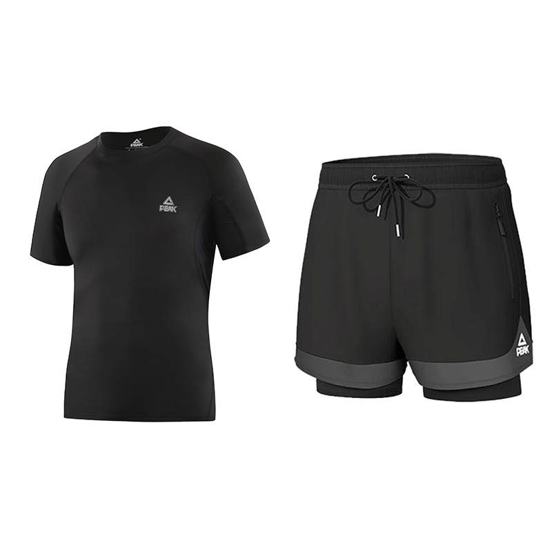 PEAK Swimming Shorts Set Polyester Swim Men's Black Gray
