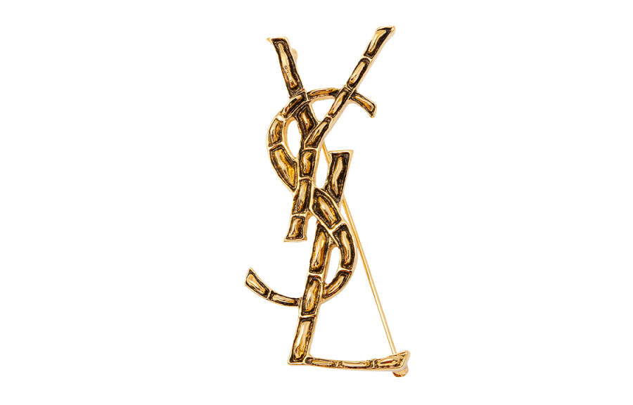 SAINT LAURENT Brass Brooches Unisex Gold