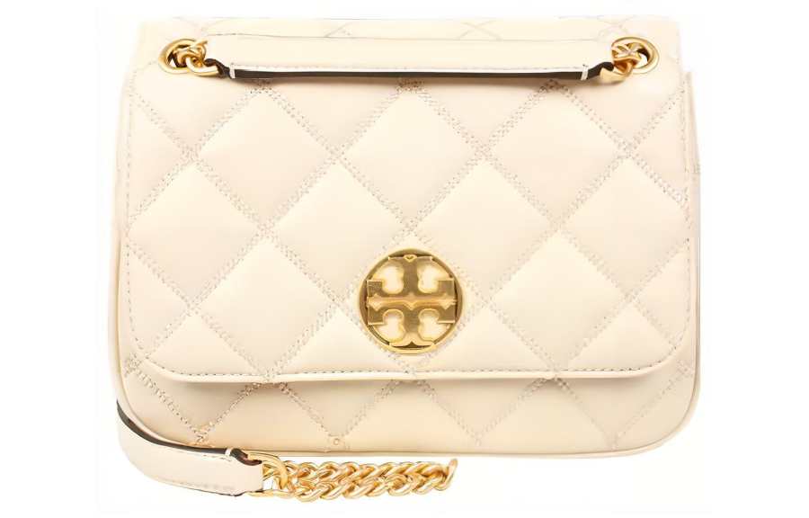 TORY BURCH TB Willa Cow Leather Mini Square Flap Bag, Messenger Bag, Portable Crossbody Bag, Shoulder Bag