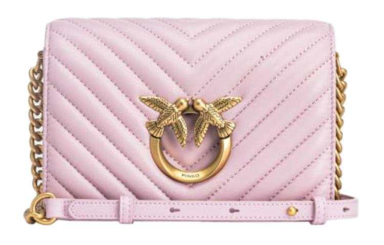 PINKO Click Series Cow Leather Crossbody Bag, Shoulder Bag Mini Women's Lilac