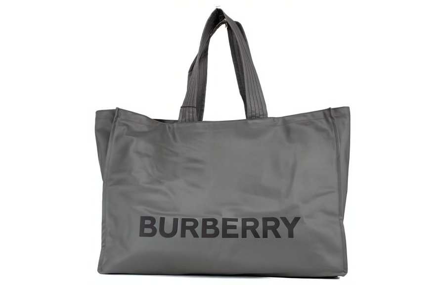 Burberry Leather Tote Bag, Shopping Bag, Handbag Men's Charcoal Gray