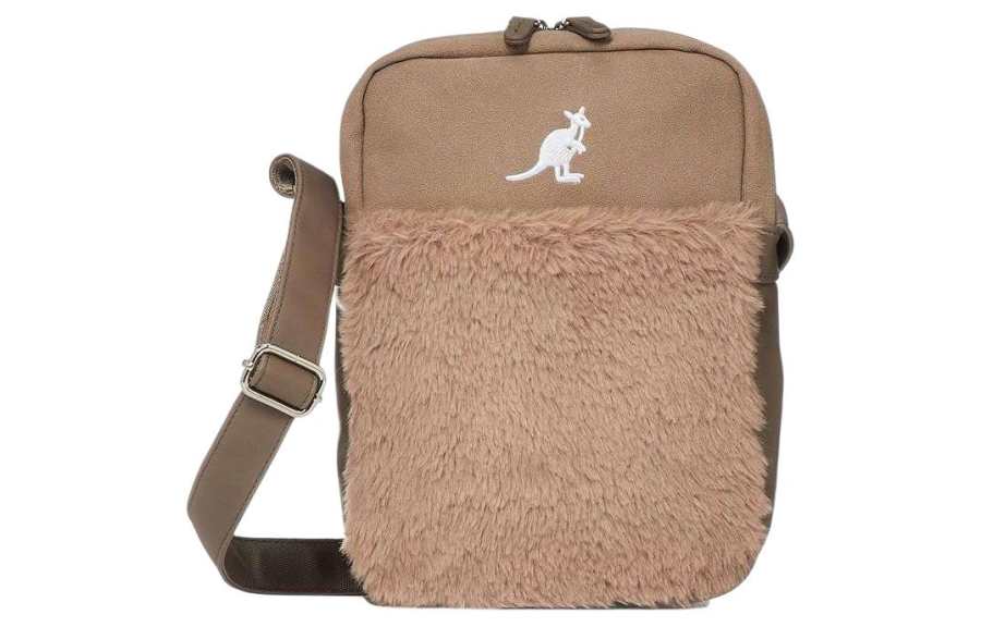 KANGOL Leather With Fur Crossbody Bag, Shoulder Bag Regular Unisex Light Brown