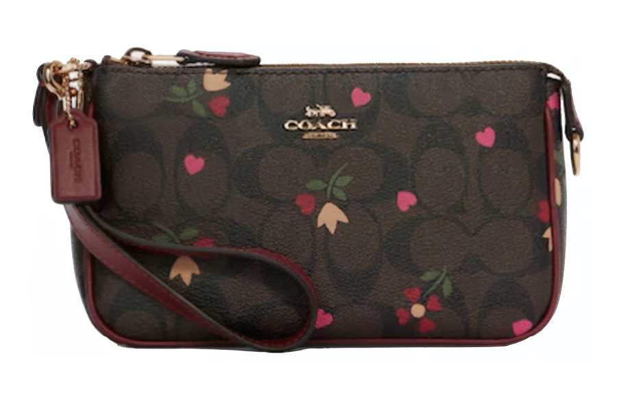 COACH Nolita Leather Shoulder Bag, Pochette, Clutch Small Women's Brown & Burgundy Multicolor