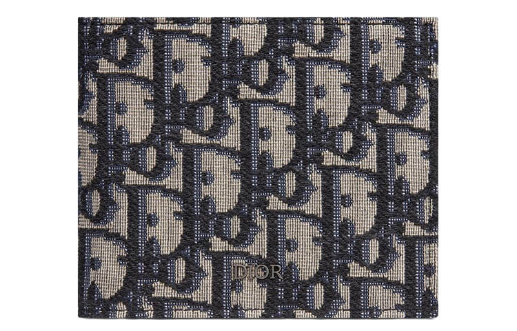 DIOR Cow Leather Coin Purse Card Holder, Wallet Men's Beige/Black