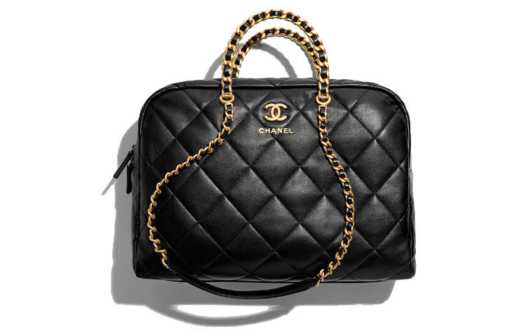 CHANEL Calfskin Bowling Bag, Handbag, Shoulder Bag Extra Large Women's Black