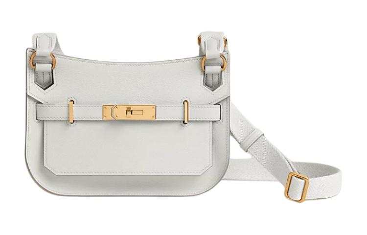 HERMES Jypsiere Gold tone Lock Evercolor Calfskin Gypsy Bag, Crossbody Bag, Shoulder Bag Mini Women's White
