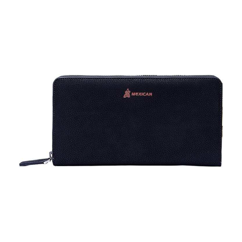 MEXICAN Litchi Grain, Cow Leather Clutch Card Holder, Wallet Men's Black