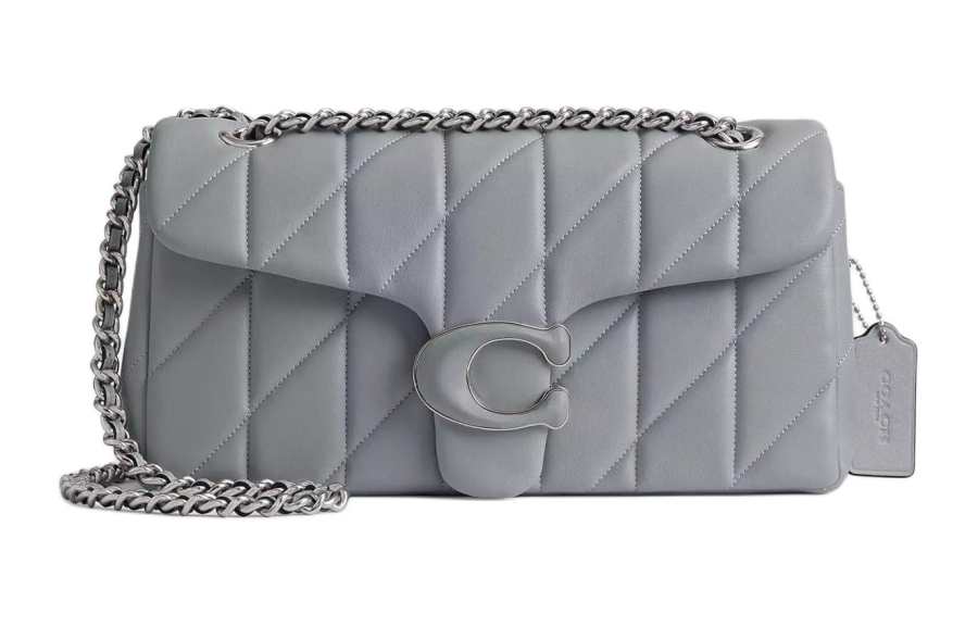 COACH Tabby Nappa Leather Hobo Bag, Crossbody Bag, Shoulder Bag Medium Women's Silver & Gray & Blue