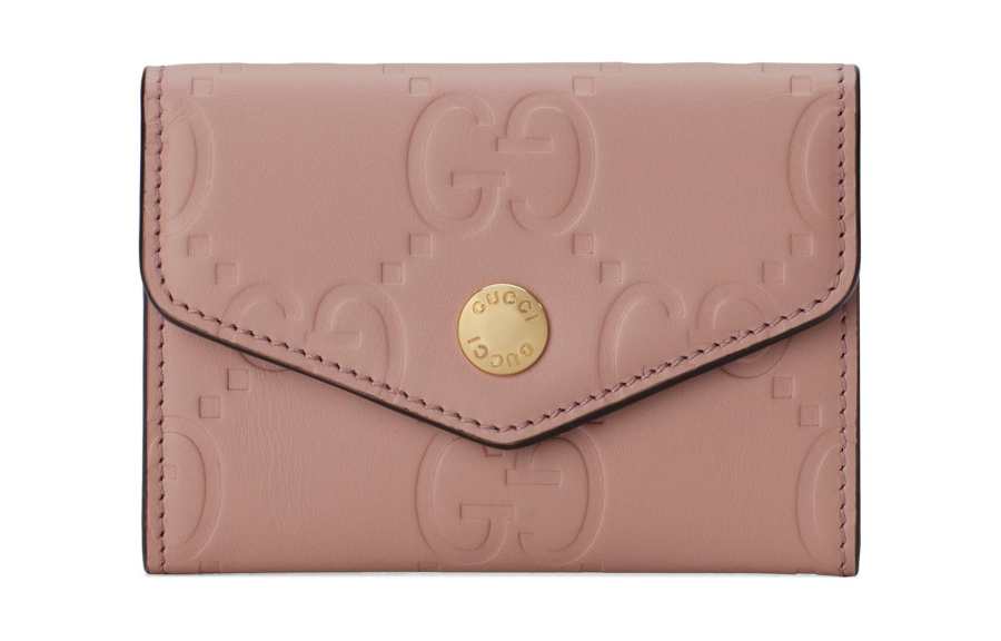 GUCCI Leather Card Holder Card Holder Women's Pink