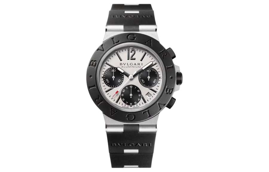 BVLGARI ALUMINIUM Wrist Watches Automatic Mechanical Movement Rubber Strap 41mm White Dial Men's Watches