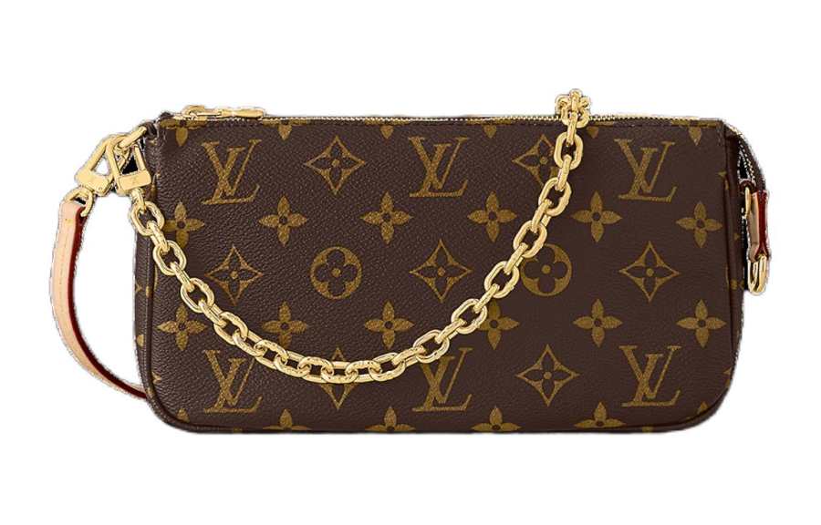 LOUIS VUITTON Coated Canvas With Cow Leather Trim Handbag, Shoulder Bag Women's Brown