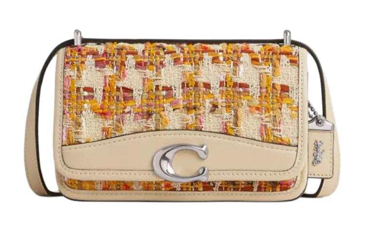 COACH Bandit Tweed Shoulder Bag, Crossbody Bag Small Women's Silver & Neutral Multicolor