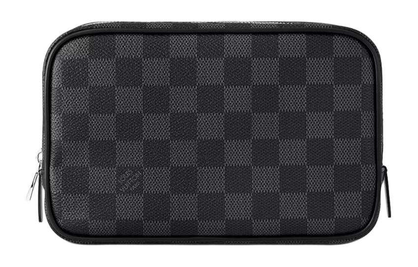LOUIS VUITTON Canvas With Leather Trim Canvas Bag Toiletry Bag Women's Black