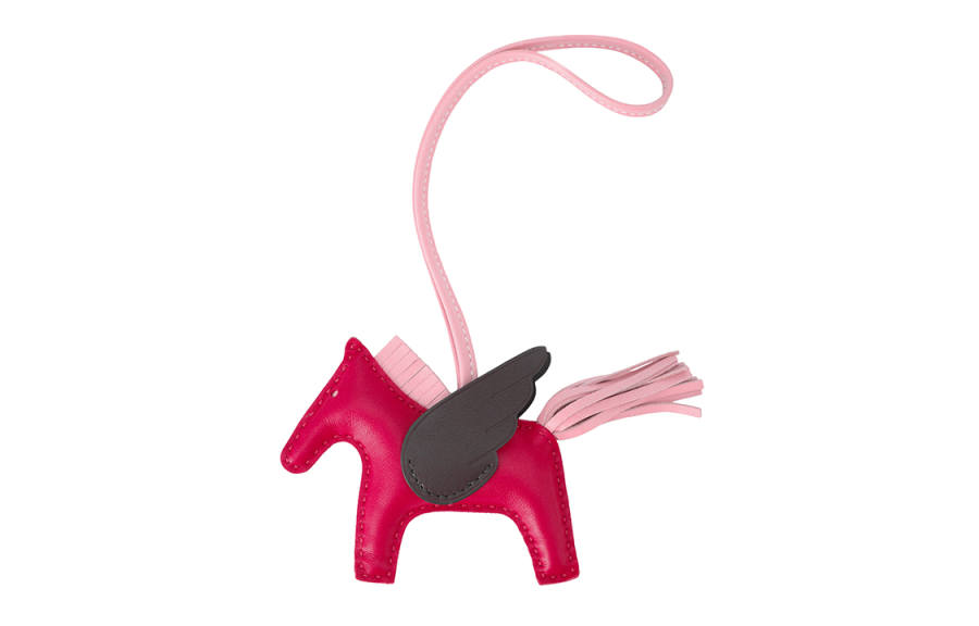 HERMES Rodeo Pegase Leather Charms Unisex Rose Red & Cherry Blossom Pink & Ebony