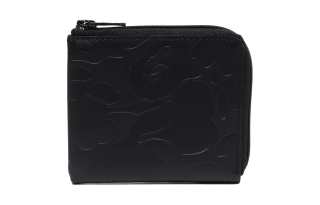 A BATHING APE Bape Solid Camo Leather Iii Wallet Black
